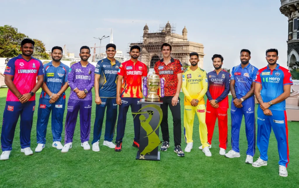 IPL 2025 team captains posing together before the tournament