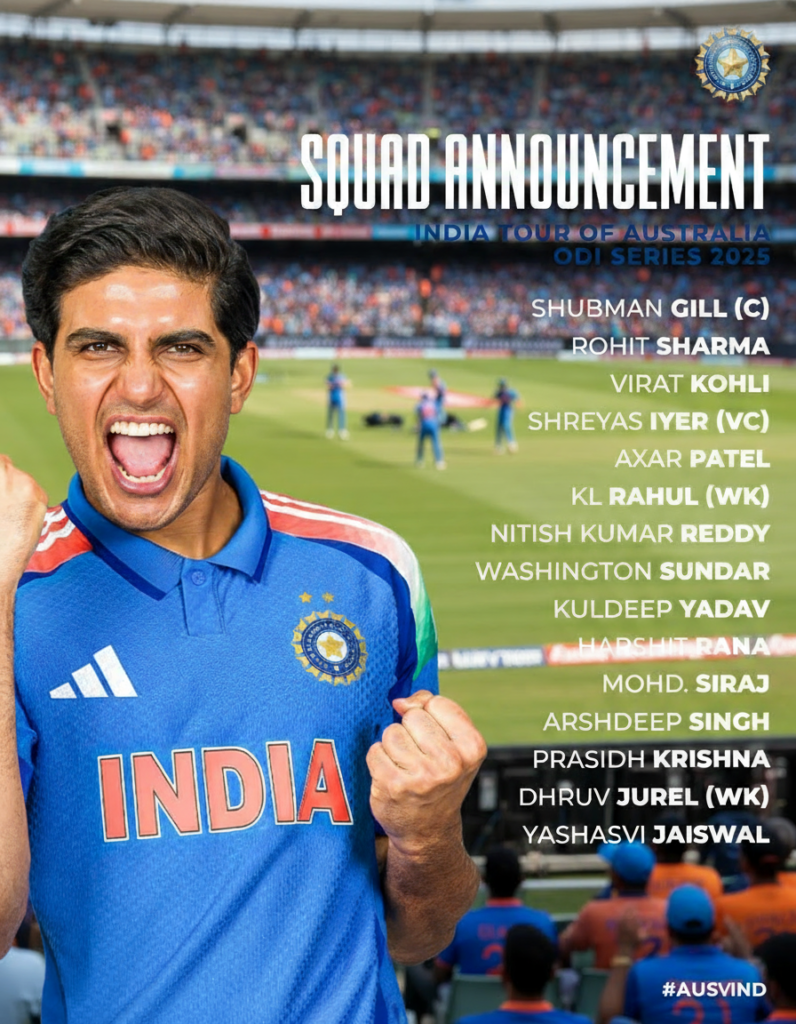 Ind vs aus odi 2025 squad